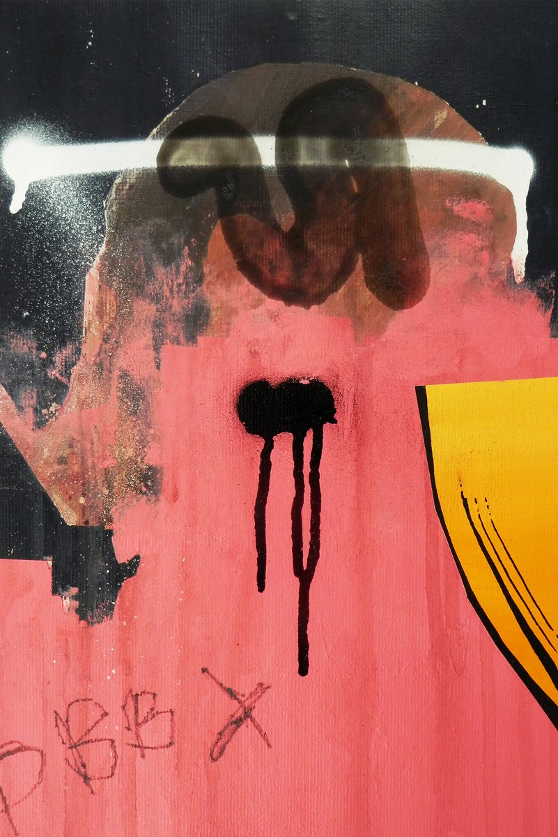 Urban And Pop Abstract Acrylic Painting By Milos Hronec, 8 X 12", Gymnast Ii, Original Artwork