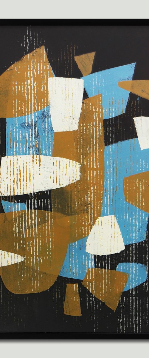 Incl Frame - Fractured Black 3 - Art on paper - A3 - 31x43CM - Ronald Hunter 29S by Ronald Hunter