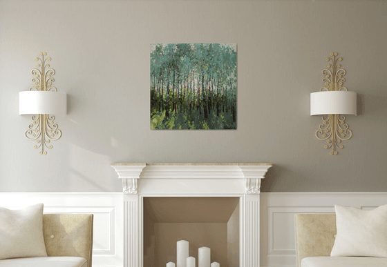 Summer Birch Trees Original oil painting