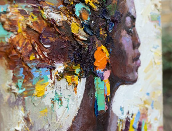 African woman portrait Original oil painting