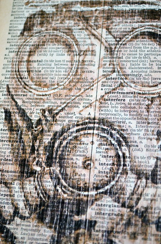 Gas Mask - Collage Art on Real English Dictionary Vintage Book Page