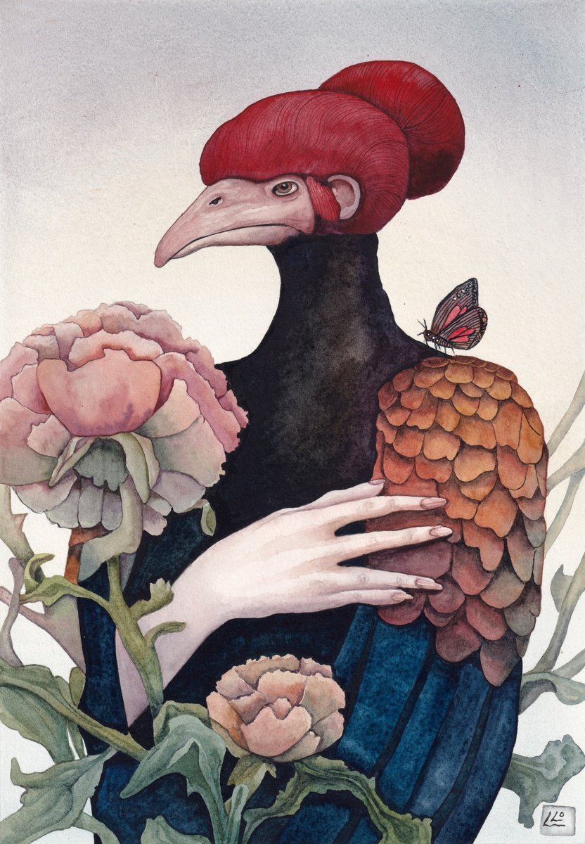 Surrealistic Animal Watercolour By Lisa Lennon, 8 X 12", I Thought I Was Human, Original Artwork