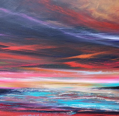 Twilight Blaze - seascape, emotional, panoramic by Mel Graham