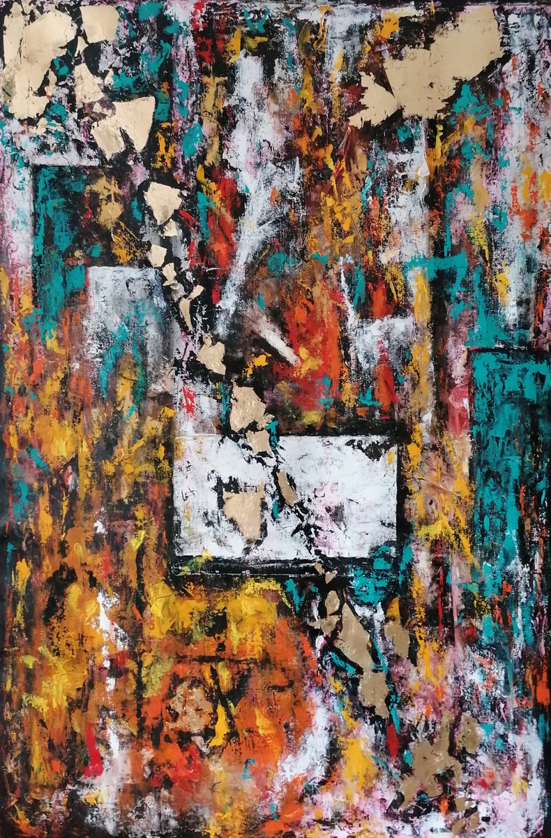 Abstract Oil Painting By Nelaart, 26 X 39", Day After, Original Artwork