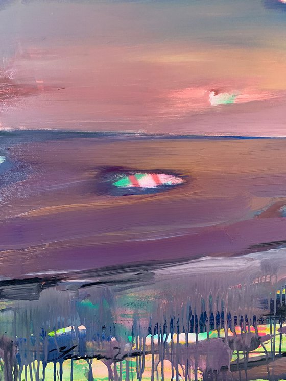 Xl Big painting - "Summer ocean" - Landscape - Seascape - Minimalism - Sea - Ocean - Sunset