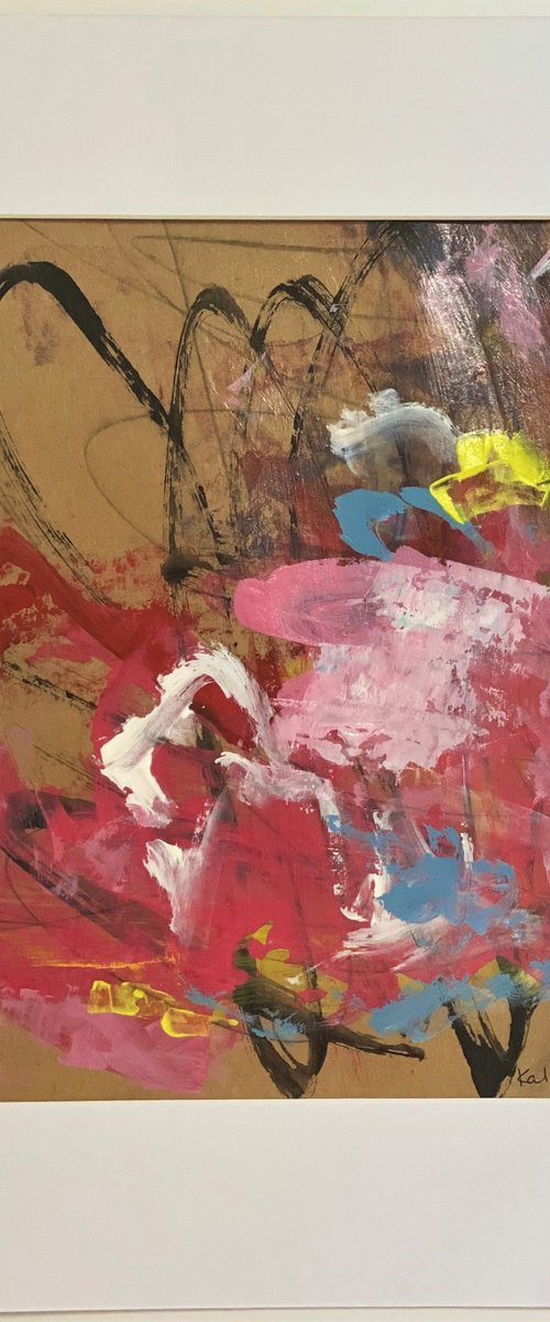 Hidden Gems 13 - brightly colored energetic bold abstract painting raw art by Kat Crosby