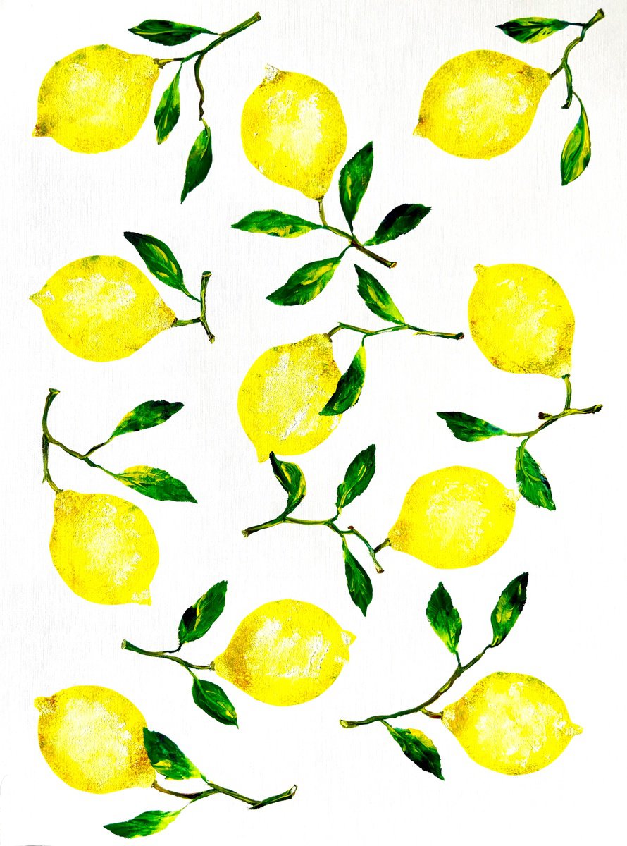 Impressionistic Still Life Drawing By Lena Smirnova, 11 X 15", Winter Lemons, Original Artwork