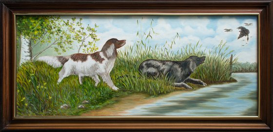 DUCK HUNTING by Vera Melnyk (Dog Painting, Gift, Wall Art, Animal Art)