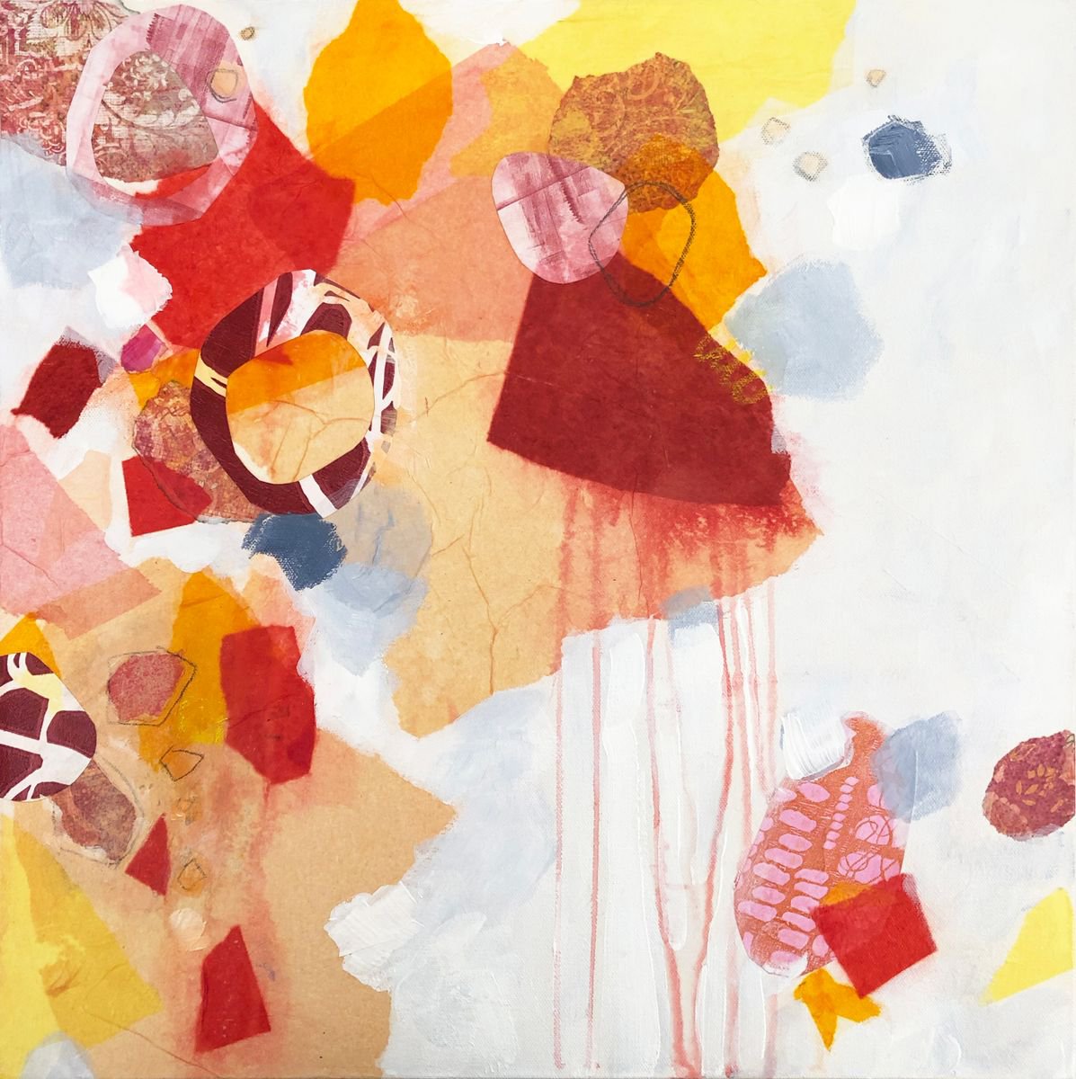 Geometric Abstract Acrylic Painting By Kathy Ferguson, 20 X 20", Falling Apart, Original Artwork