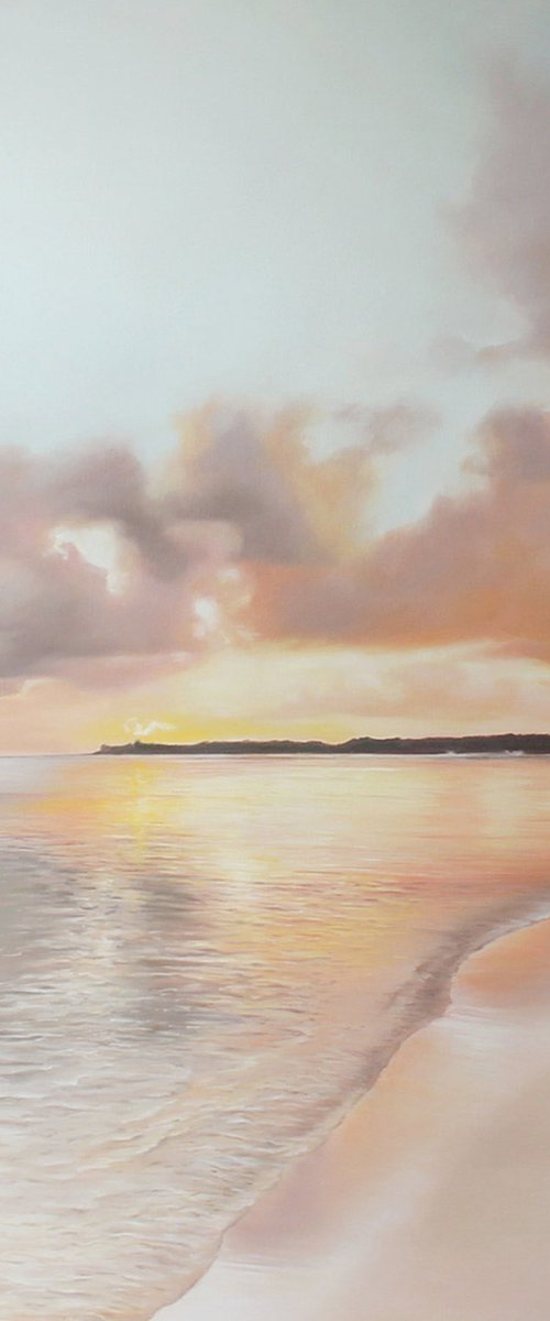 "Pink Dream" Pink beige seascape art by Mary Ameur