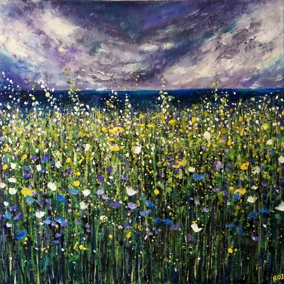 Acrylic Painting Wildflower Meadow Landscape