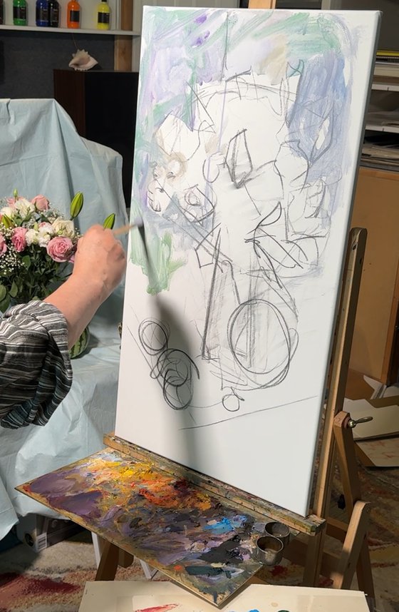 Roses in a glass vase