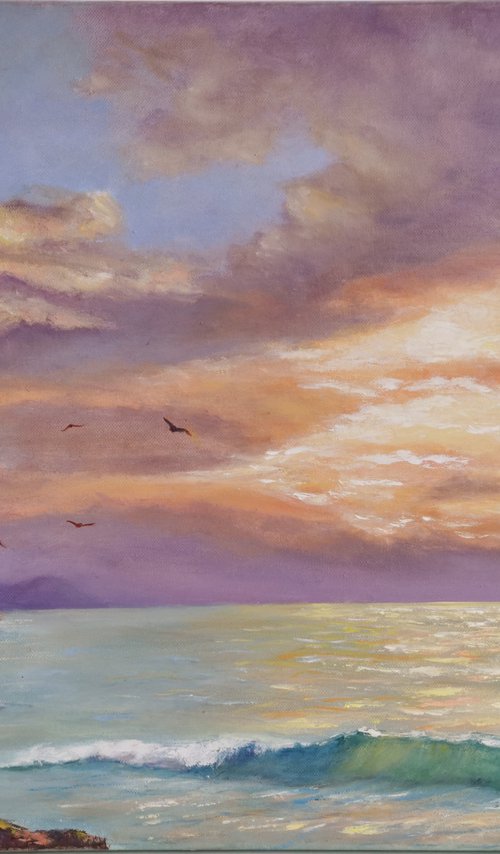 Original Seascape painting "Coming home" by Elvira Hilkevich