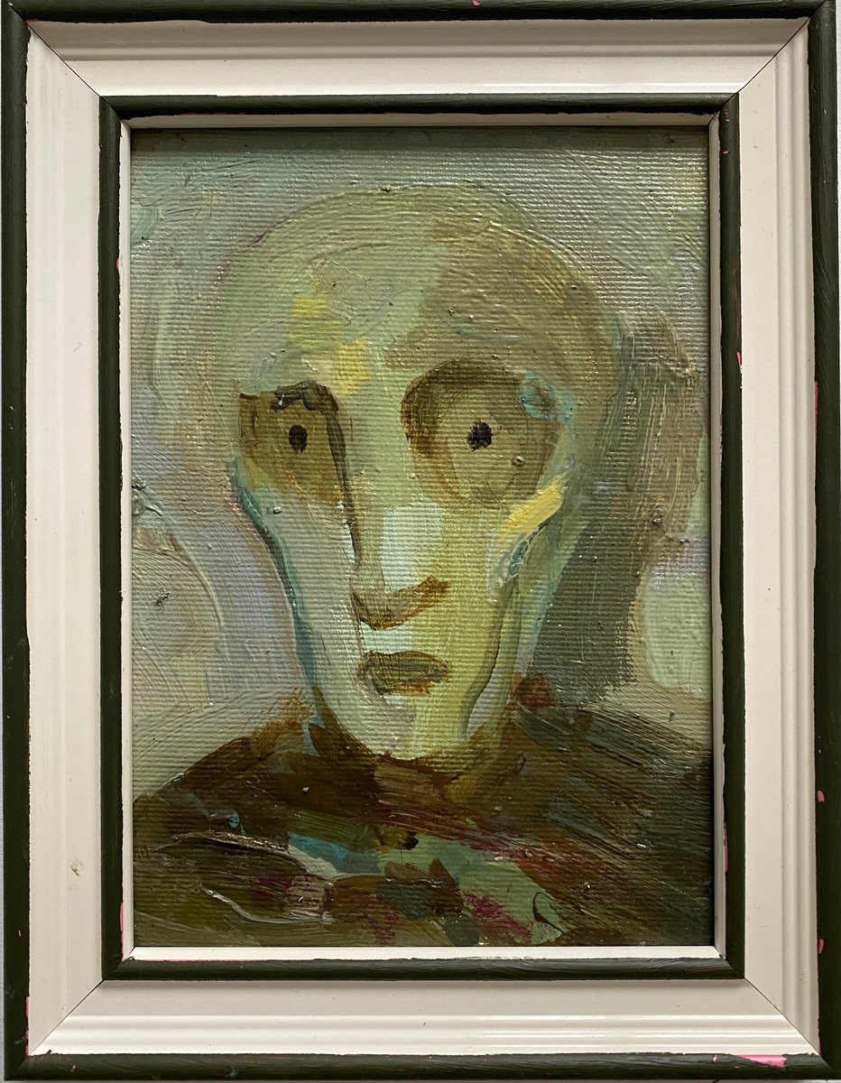 Impressionistic Portrait Oil Painting By Liubov Ro, 7 X 9", Mental State In Times Of War, Original Artwork