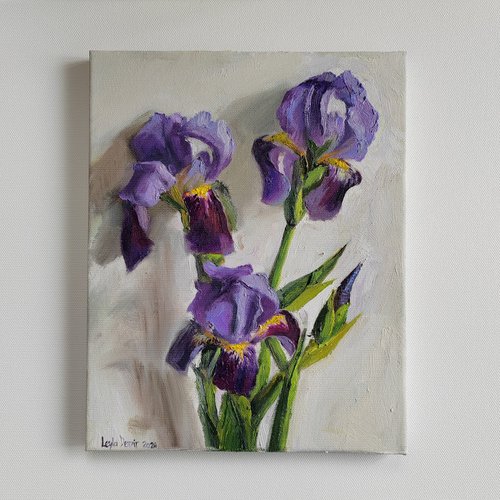 Purple iris bouquet by Leyla Demir