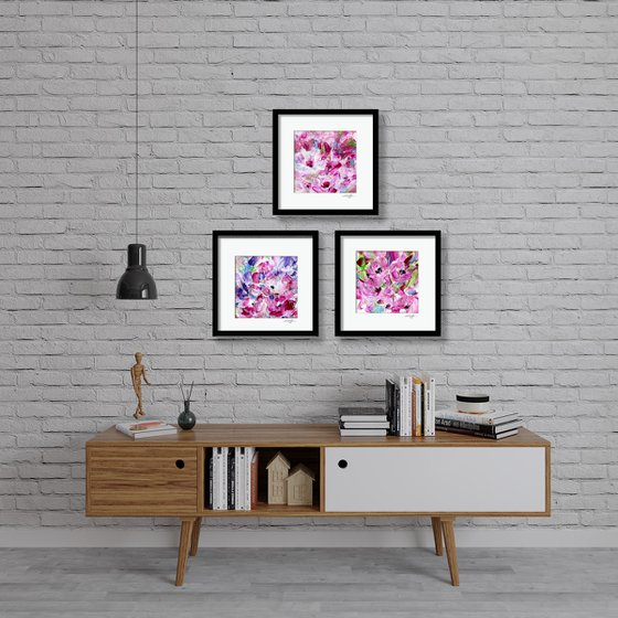 Sweet Blooms Collection 1 - 3 Floral Paintings by Kathy Morton Stanion