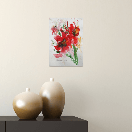 Field Poppies I... / ORIGINAL WATERCOLOR PAINTING