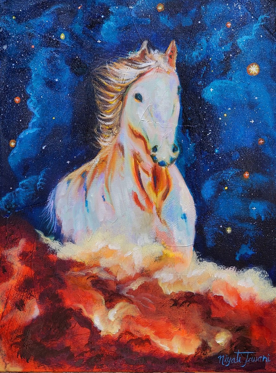 Impressionistic Animal Oil Painting By Niyati Jiwani, 11 X 14", Running Into The Light, Original Artwork