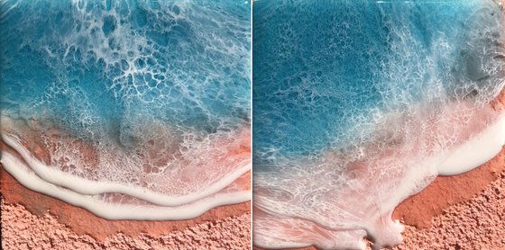 Pink sand beach diptych