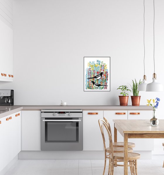 Magpies in the wildflowers