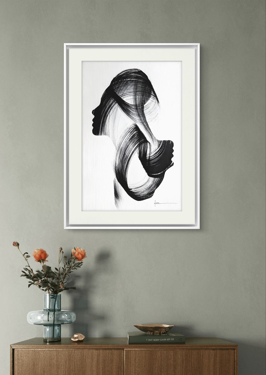 Expressive Portrait Ink Drawing By Nicol Vacaru, 10 X 15", Inside The Whisper, Original Artwork