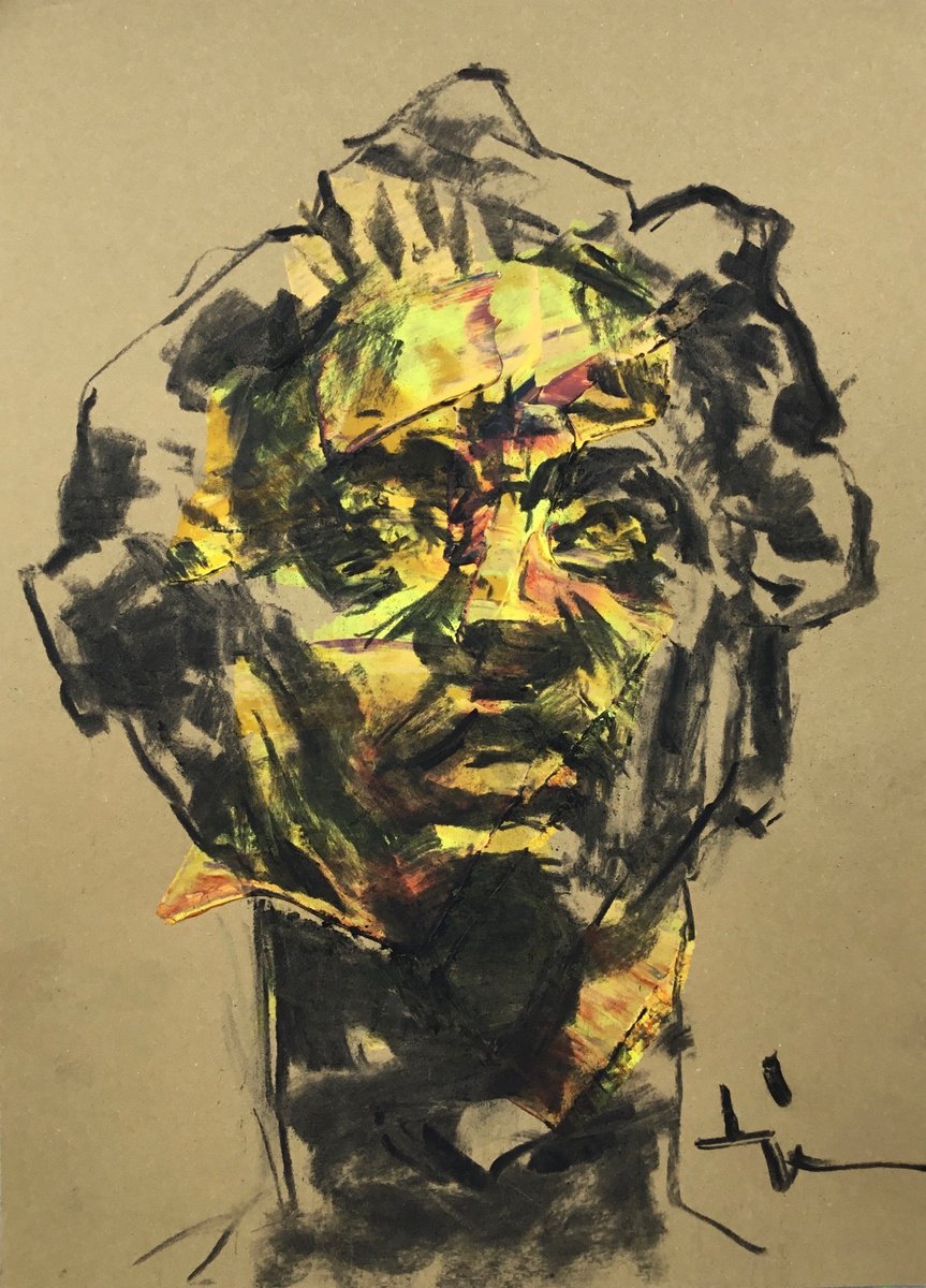 Expressive Charcoal Drawing , Meduso By Dominique Deve, 8 X 11, Artwork For Sale On Artfinder