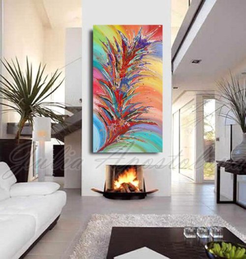 Floral Abstract Art, Colorful Flower Painting, Spring, Landscape, Home Decor, Contemporary Modern Artwork ''Dreaming of Spring'' by Julia Apostolova
