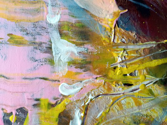 Framed autumn gestural action painting melancholia still life by O KLOSKA