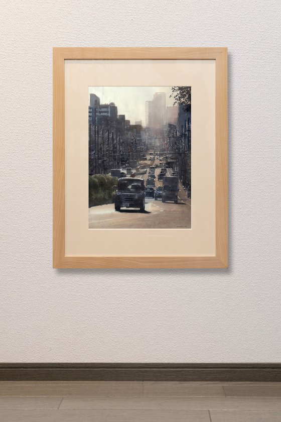 City Traffic in Backlight - Urban Landscape