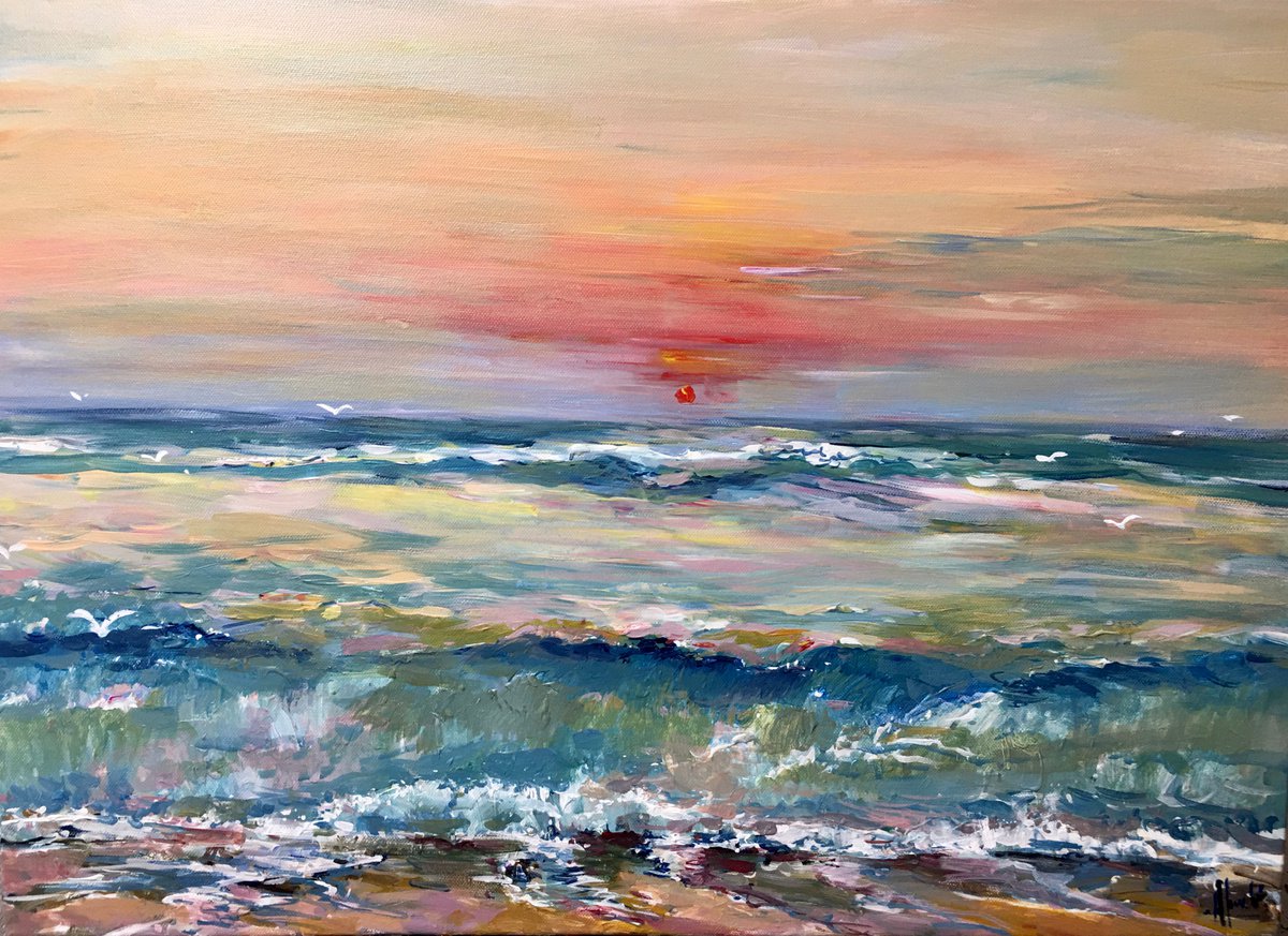 Impressionistic Landscape Acrylic Painting By Altin Furxhi, 28 X 20, After The Storm., Original Artwork