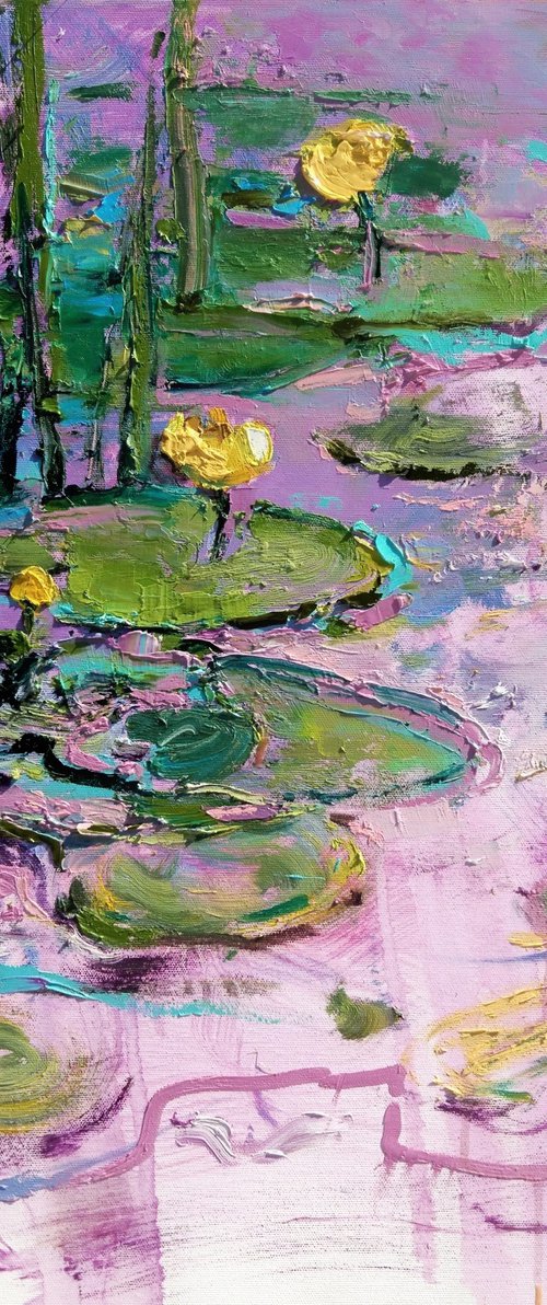 Violet water lilies | Impressionistic etude by Helen Shukina