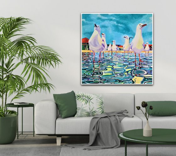 At the beach / 80 x 80  x 0.1 cm