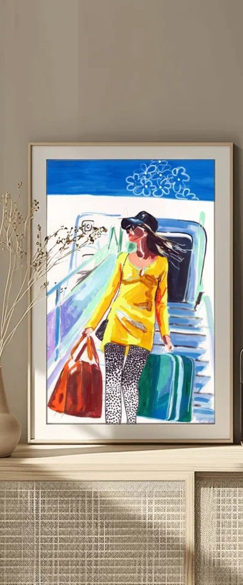 Woman on Escalator by Sasha Robinson