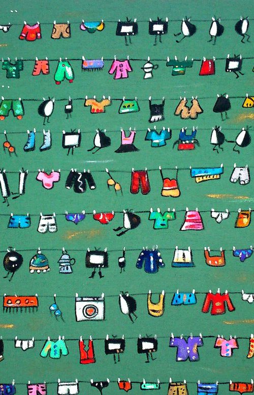 Green Fabric Laundry Televisions by Maria Luisa  Azzini