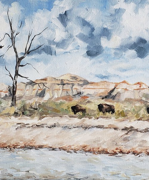 Landscape - Bison - Buffalo - "Bulls Along the River" by Katrina Case