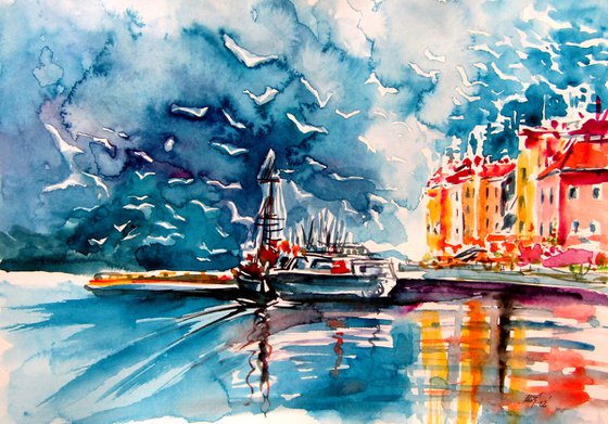 Port with birds