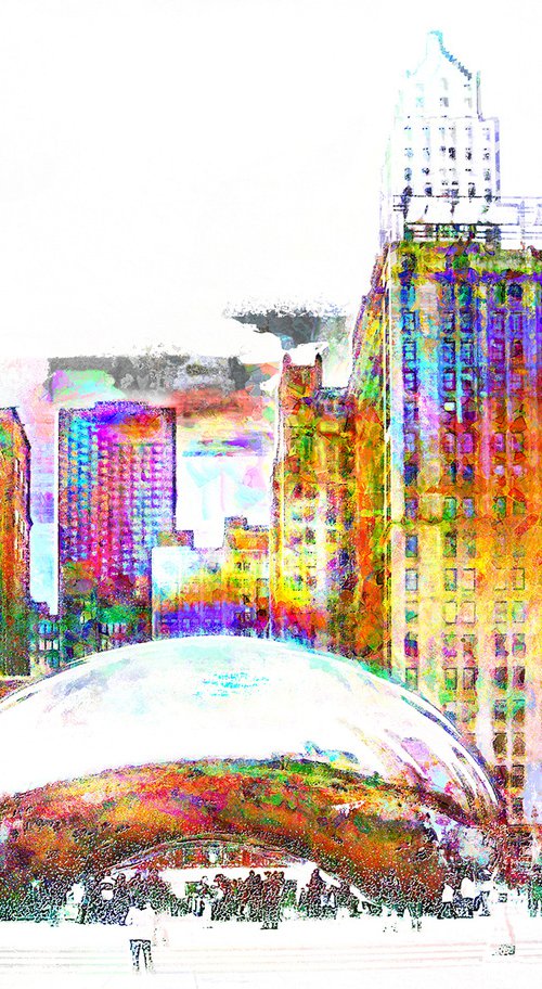 Colores, Chicago, Cloud gate/XL large original artwork by Javier Diaz