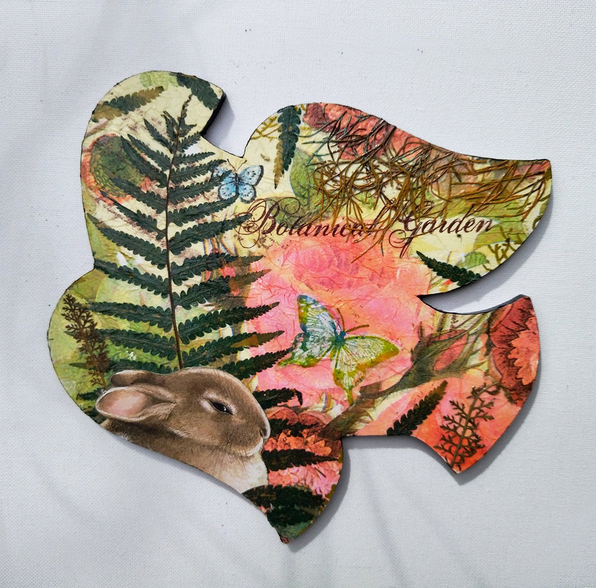 Animal Collage By Margot Raven, 8 X 8", Little Rabbit, Original Artwork