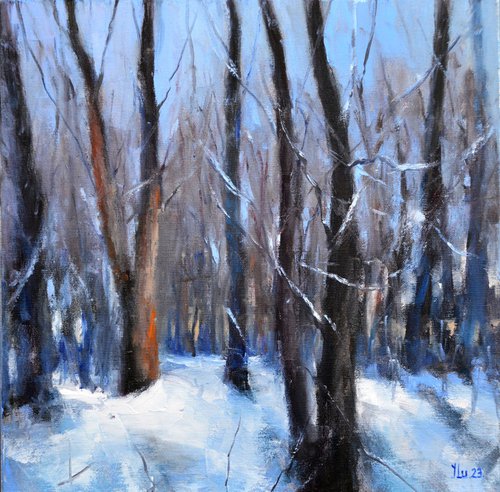 Forest in January days by Elena Lukina