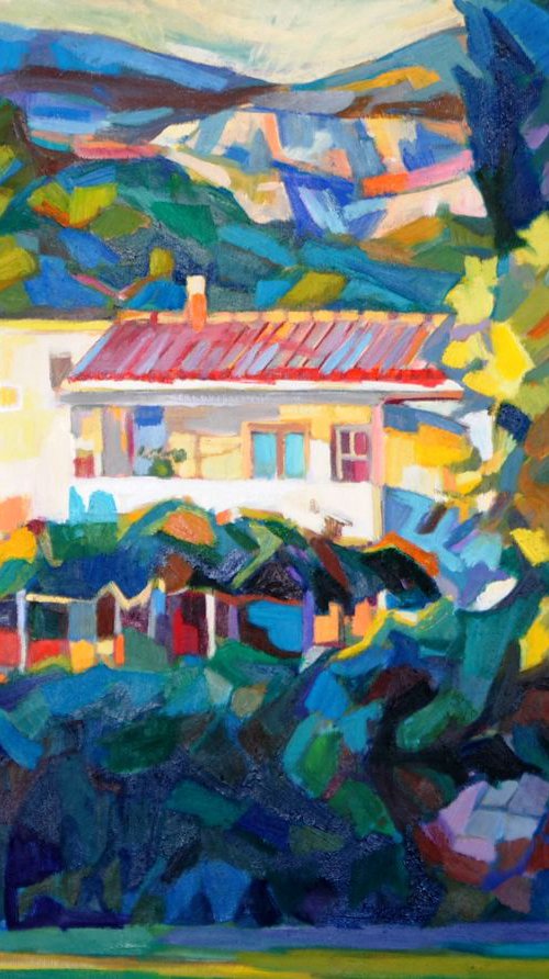 House amongst cypress trees II by Maja Đokić Mihajlović