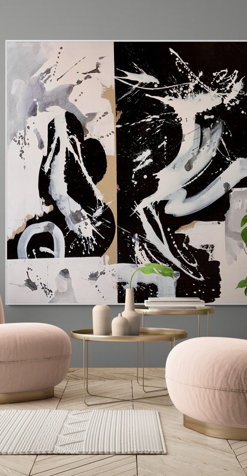 Abstraction No. 4622 black and white minimalism by Anita Kaufmann