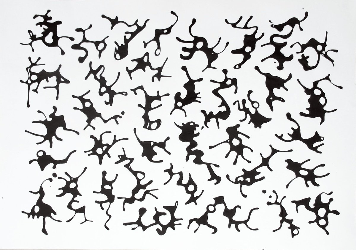 Organic Abstract Painting By John Sharp, 39 X 28, Menagerie 5, Original Artwork