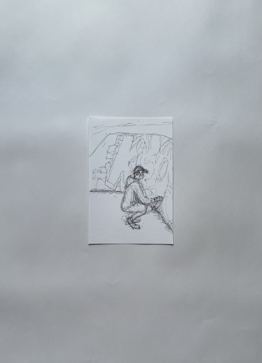 Expressive Portrait Ink Drawing By David Lloyd, 6 X 8, Painting In Otterspool 2, Original Artwork