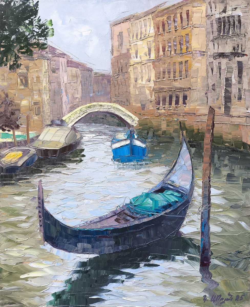 Impressionistic Cityscapes Oil Painting By Kamo Atoyan, 20 X 24", Grand Canal Of Venice, Original Artwork