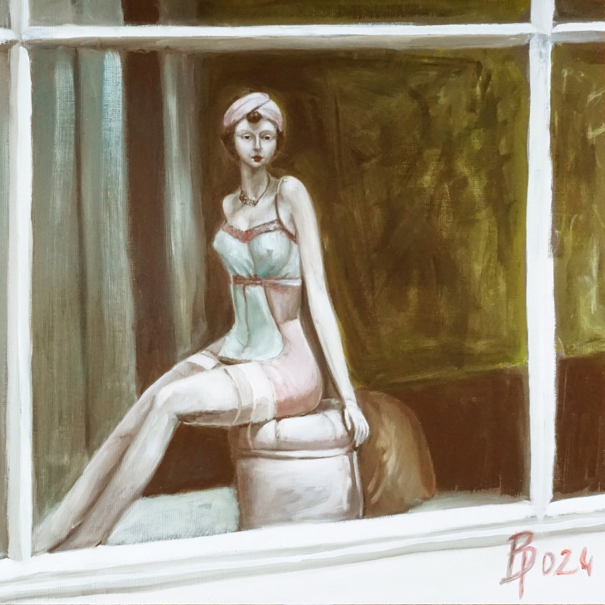 Expressive Portrait Oil Painting By Paolo Borile, 11 X 11", Dream #4, Original Artwork