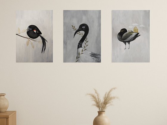 Birds, set of 3