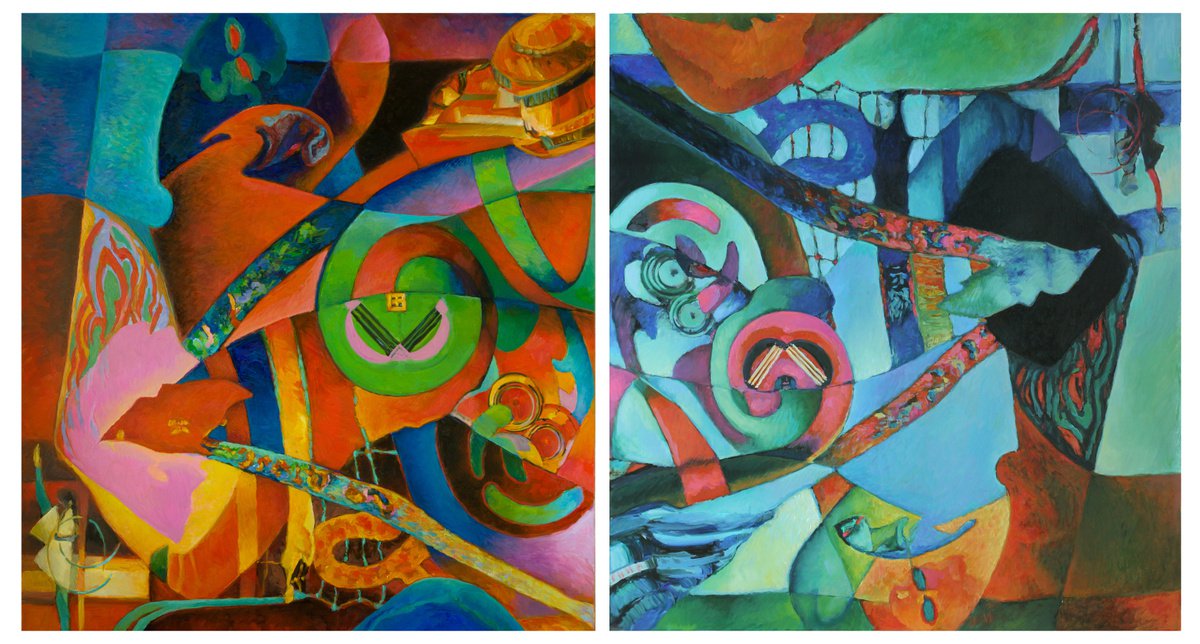 Red and Blue (diptych # 2) by Marina Podgaevskaya