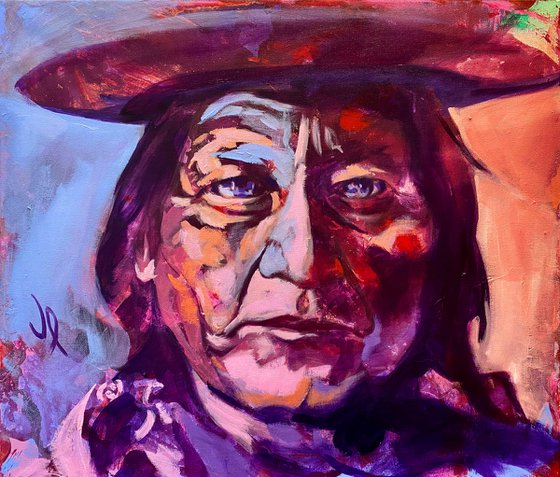 Native American Portrait II 70x60cm acrylic on canvas