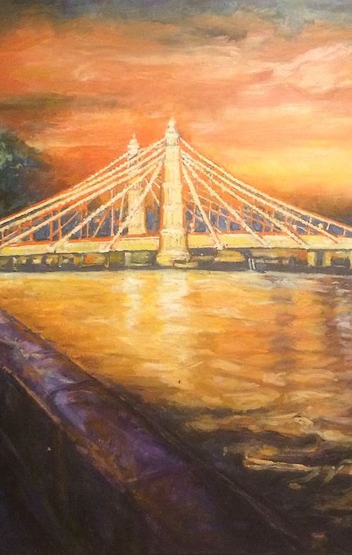 Sunset over Albert Bridge by Patricia Clements