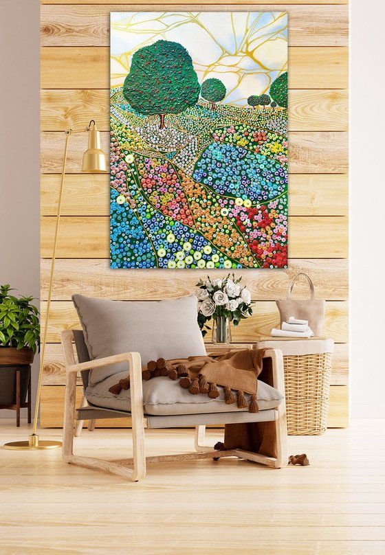 Garden with apple trees